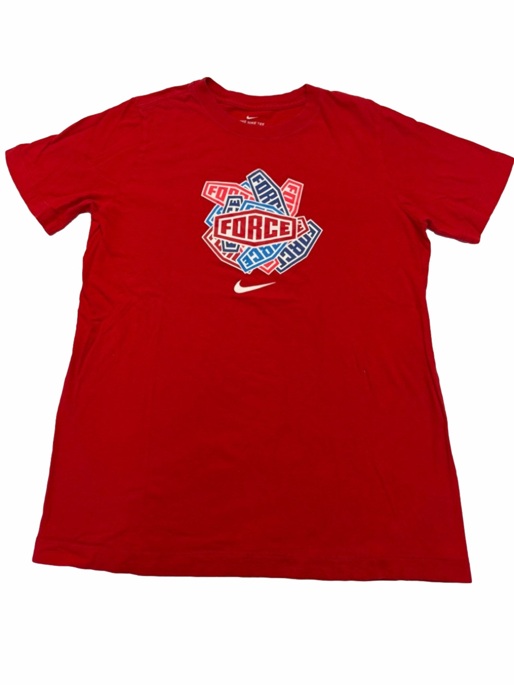 Nike Red Graphic 'Force' Tee T-Shirt Blue White Accents Youth Boy XL Athletic
